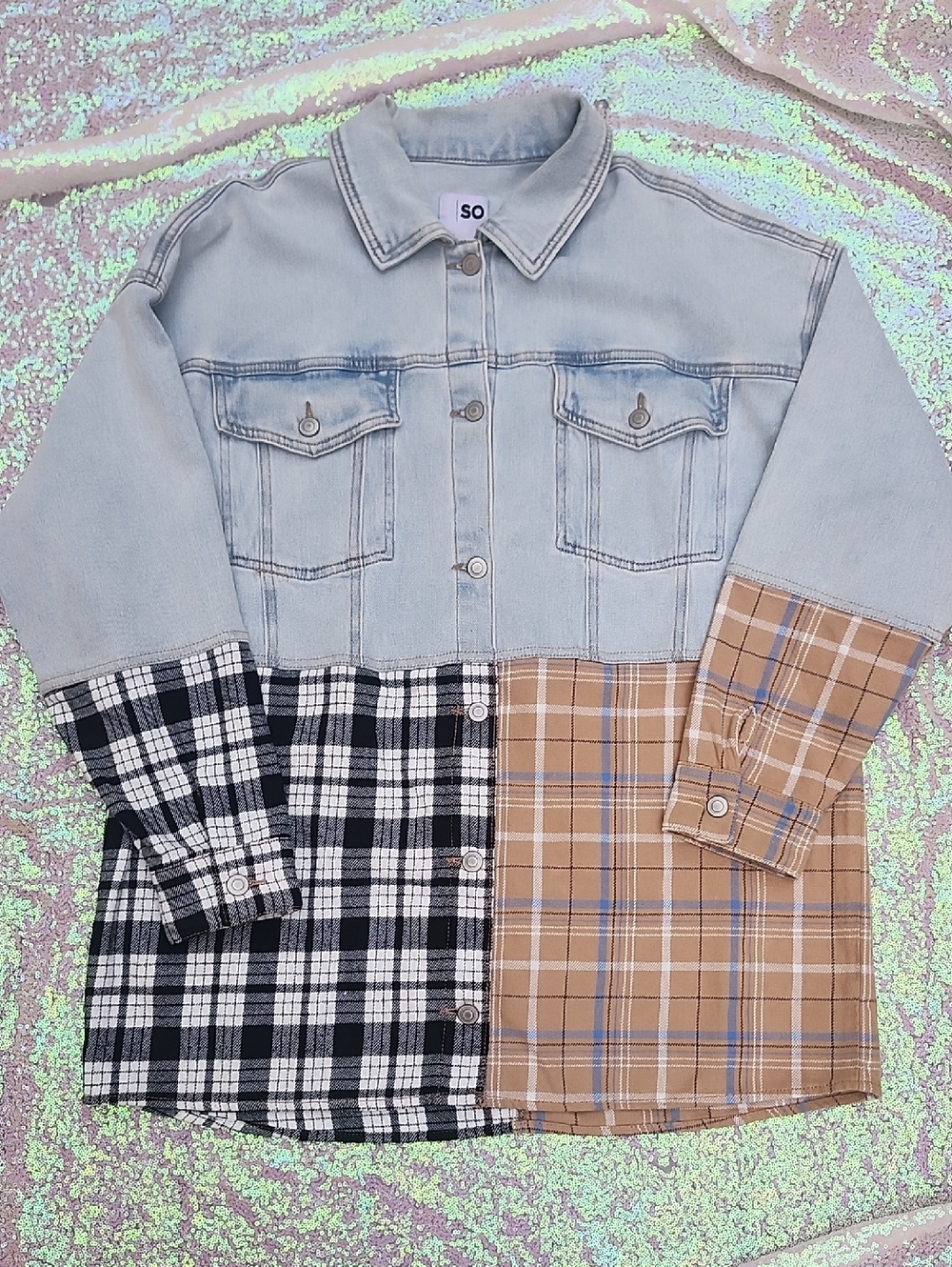 So Brand Jean Flannel Jacket So Fun Large!